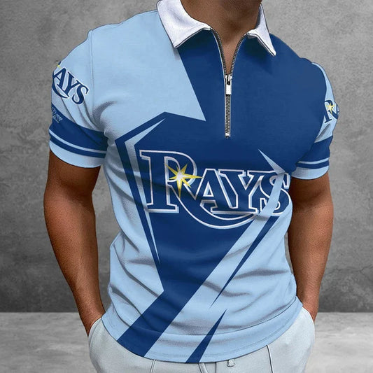 [FLASH SALE] NEW CUSTOMIZED MLB21 TBR TAMPA BAY RAYS ZIP POLO SHIRT