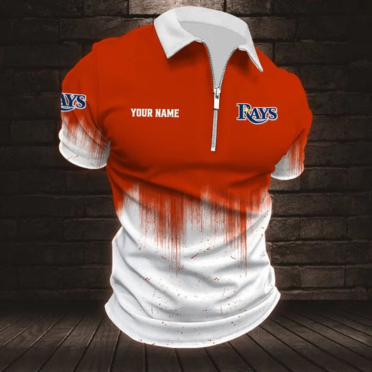 [FLASH SALE] NEW CUSTOMIZED MLB21 TBR TAMPA BAY RAYS ZIP POLO SHIRT
