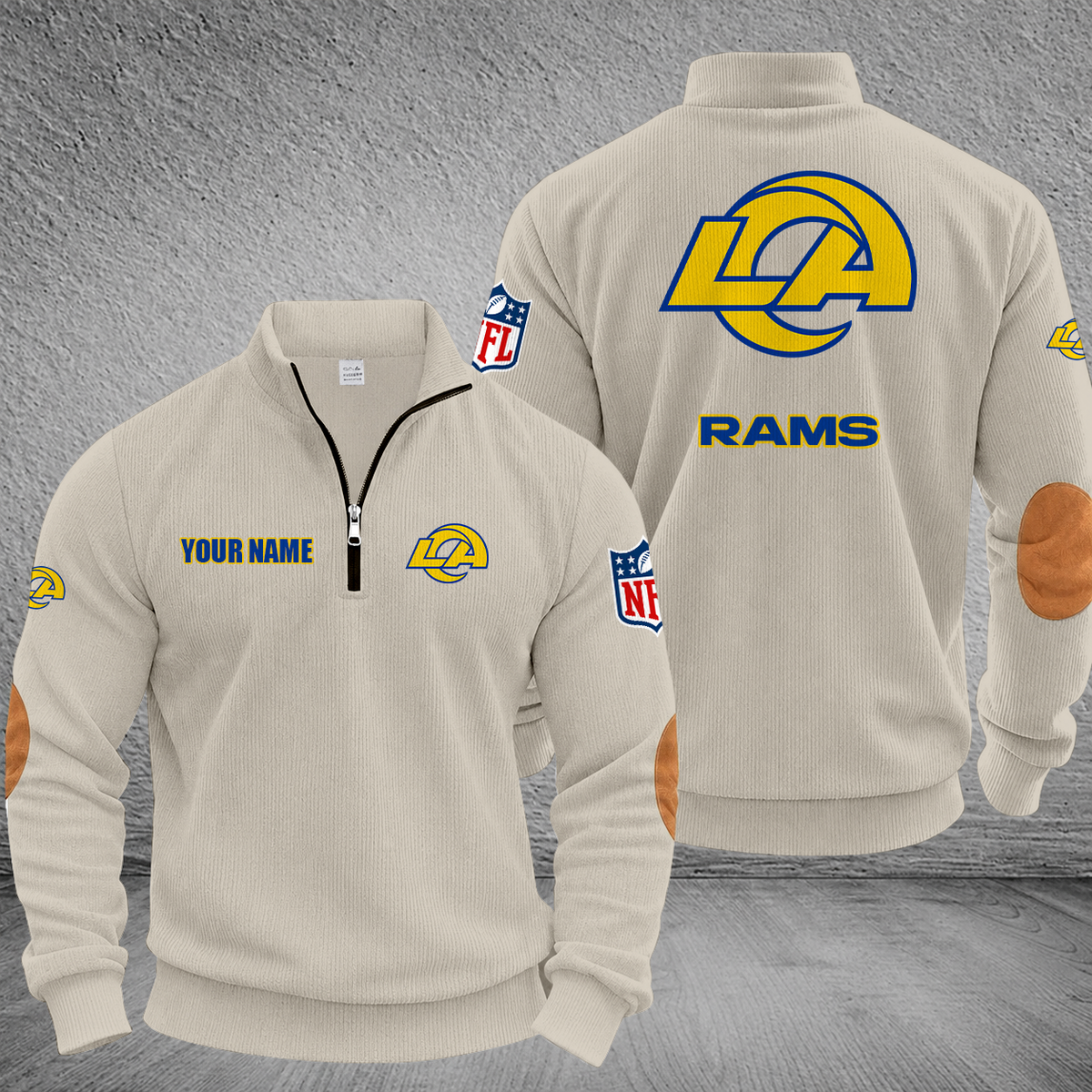 [SPECIAL OFFER] NEW CUSTOMIZED NFL22 LAR LOS ANGELES RAMS MULTICOLOR STRIPED QUATER ZIP SWEATSHIRT