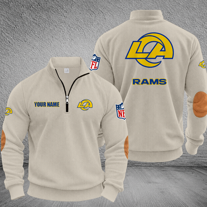 [SPECIAL OFFER] NEW CUSTOMIZED NFL22 LAR LOS ANGELES RAMS MULTICOLOR STRIPED QUATER ZIP SWEATSHIRT