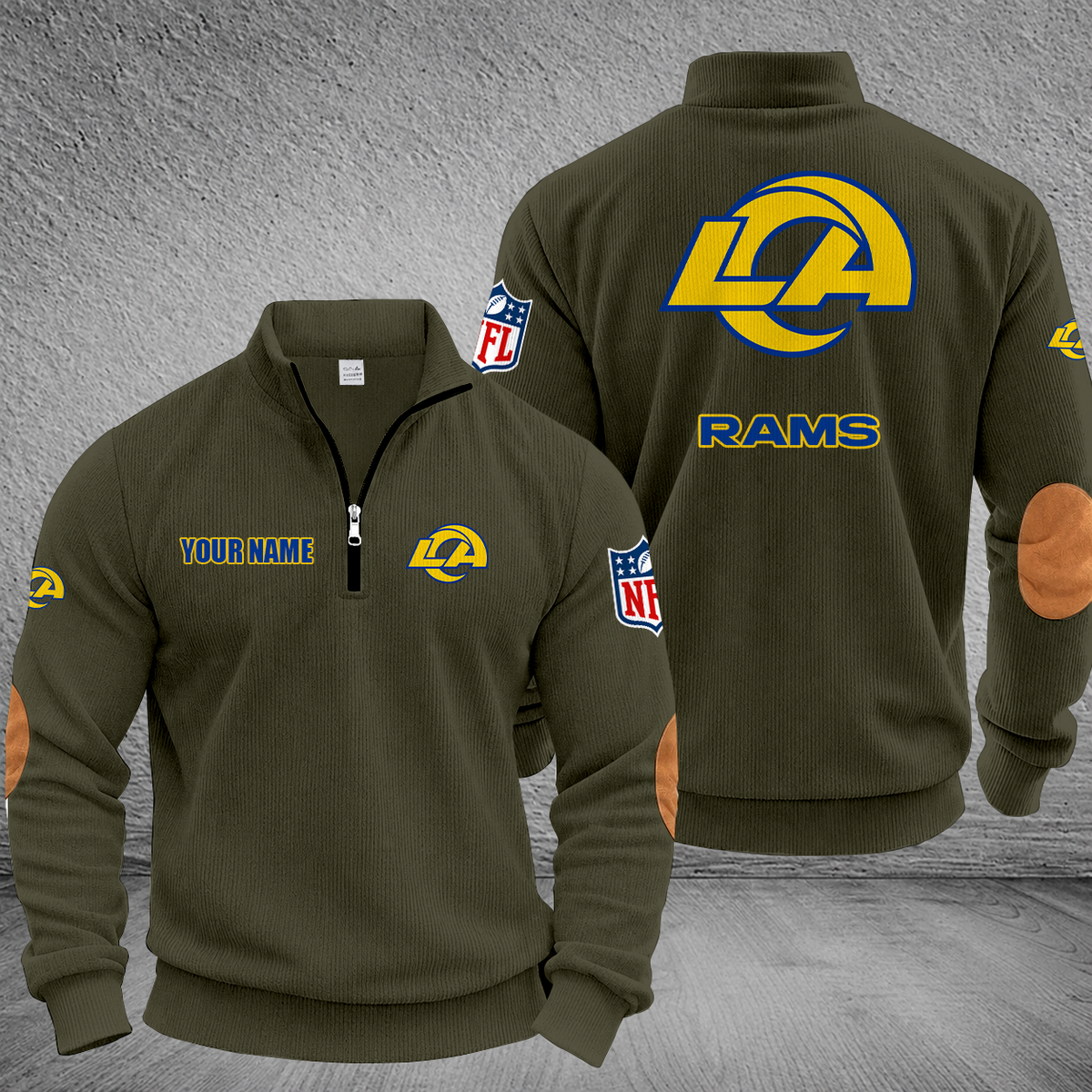 [SPECIAL OFFER] NEW CUSTOMIZED NFL22 LAR LOS ANGELES RAMS MULTICOLOR STRIPED QUATER ZIP SWEATSHIRT