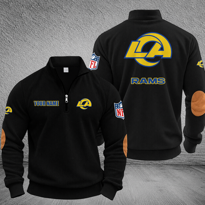 [SPECIAL OFFER] NEW CUSTOMIZED NFL22 LAR LOS ANGELES RAMS MULTICOLOR STRIPED QUATER ZIP SWEATSHIRT
