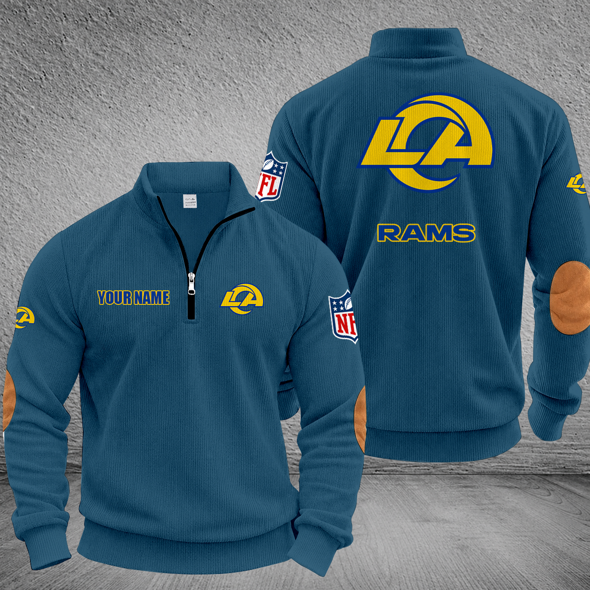 [SPECIAL OFFER] NEW CUSTOMIZED NFL22 LAR LOS ANGELES RAMS MULTICOLOR STRIPED QUATER ZIP SWEATSHIRT