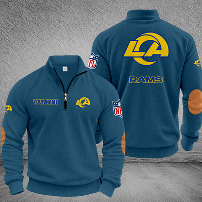 [SPECIAL OFFER] NEW CUSTOMIZED NFL22 LAR LOS ANGELES RAMS MULTICOLOR STRIPED QUATER ZIP SWEATSHIRT