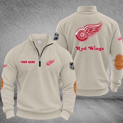 [SUPER SALE] NEW CUSTOMIZED NHL22 DRW DETROIT RED WINGS MULTICOLOR STRIPED QUATER ZIP SWEATSHIRT