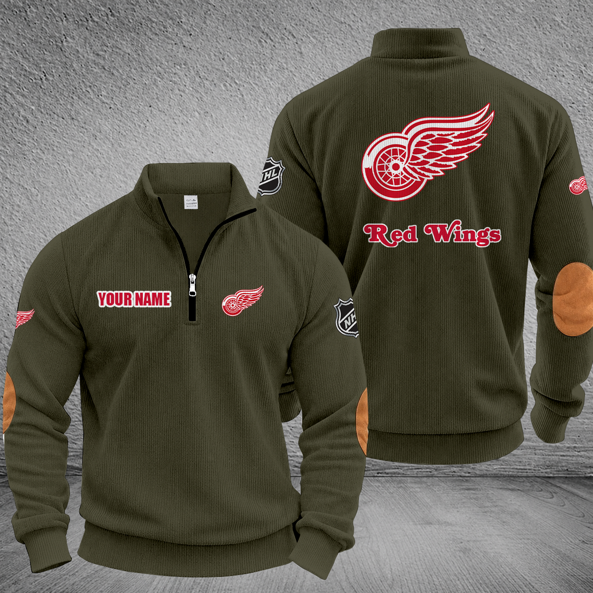 [SUPER SALE] NEW CUSTOMIZED NHL22 DRW DETROIT RED WINGS MULTICOLOR STRIPED QUATER ZIP SWEATSHIRT