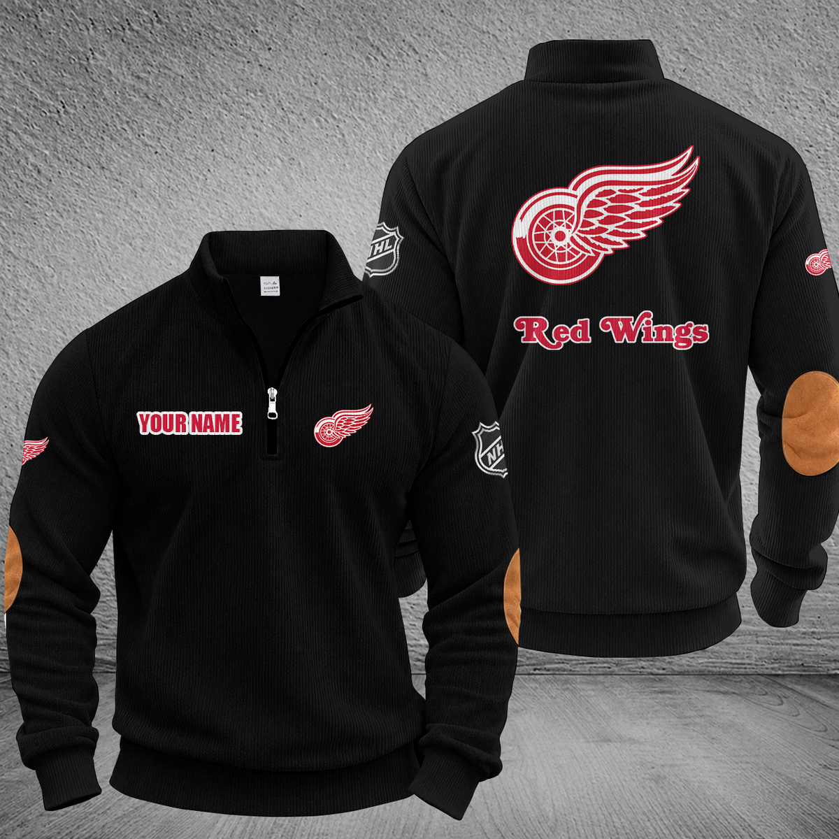 [SUPER SALE] NEW CUSTOMIZED NHL22 DRW DETROIT RED WINGS MULTICOLOR STRIPED QUATER ZIP SWEATSHIRT