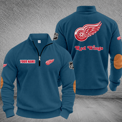 [SUPER SALE] NEW CUSTOMIZED NHL22 DRW DETROIT RED WINGS MULTICOLOR STRIPED QUATER ZIP SWEATSHIRT