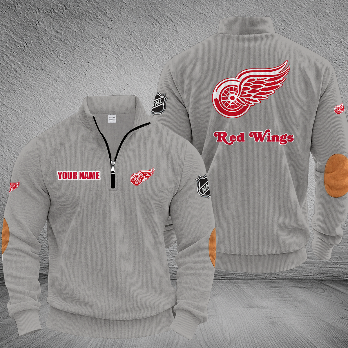 [SUPER SALE] NEW CUSTOMIZED NHL22 DRW DETROIT RED WINGS MULTICOLOR STRIPED QUATER ZIP SWEATSHIRT