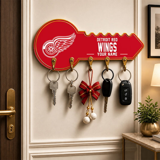 [SUPER SALE] NEW CUSTOMIZED NHL22 DRW DETROIT RED WINGS WALL KEY HOLDER FOR HOME