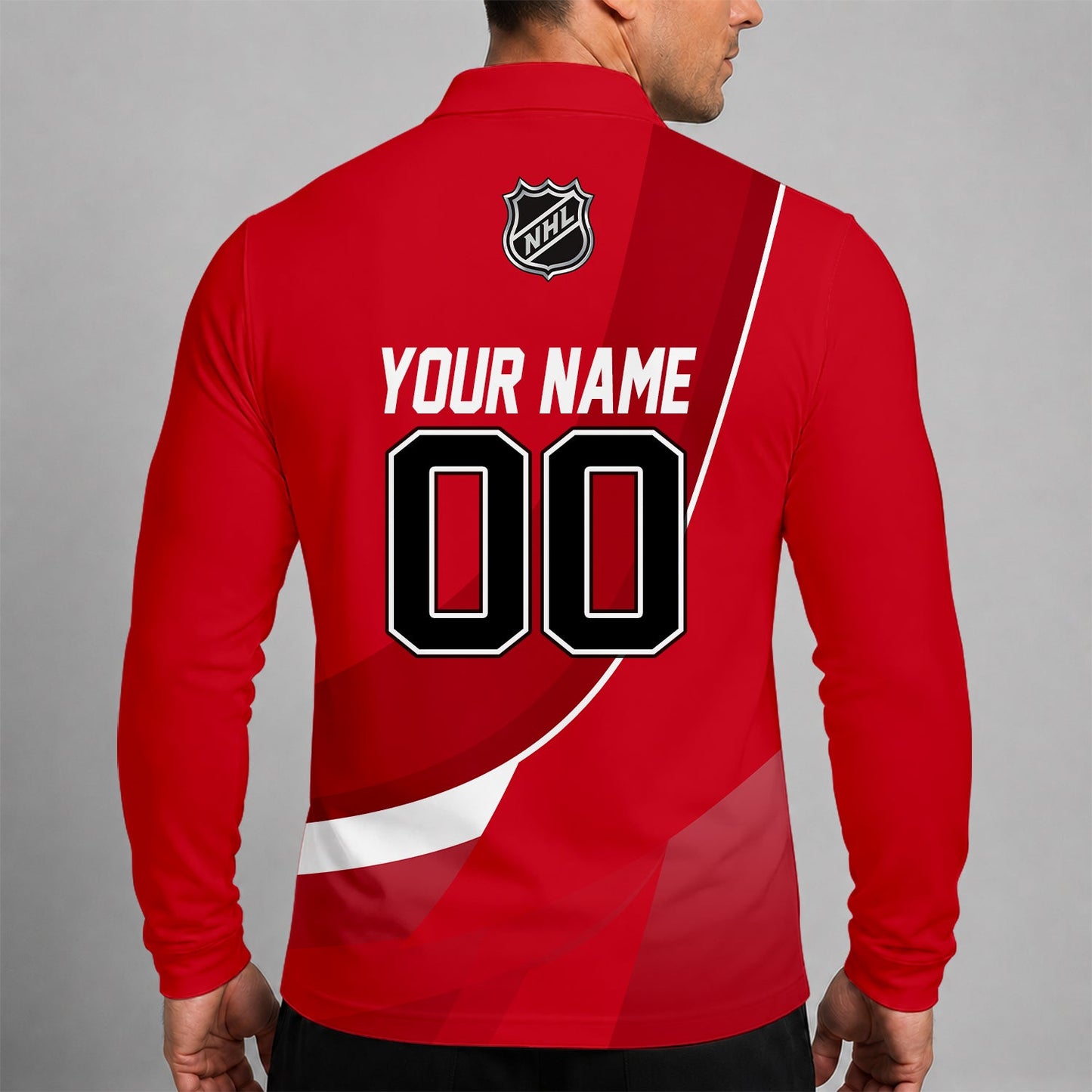 [SUPER SALE] NEW CUSTOMIZED NHL22 DRW DETROIT RED WINGS MEN LONG SLEEVE POLO