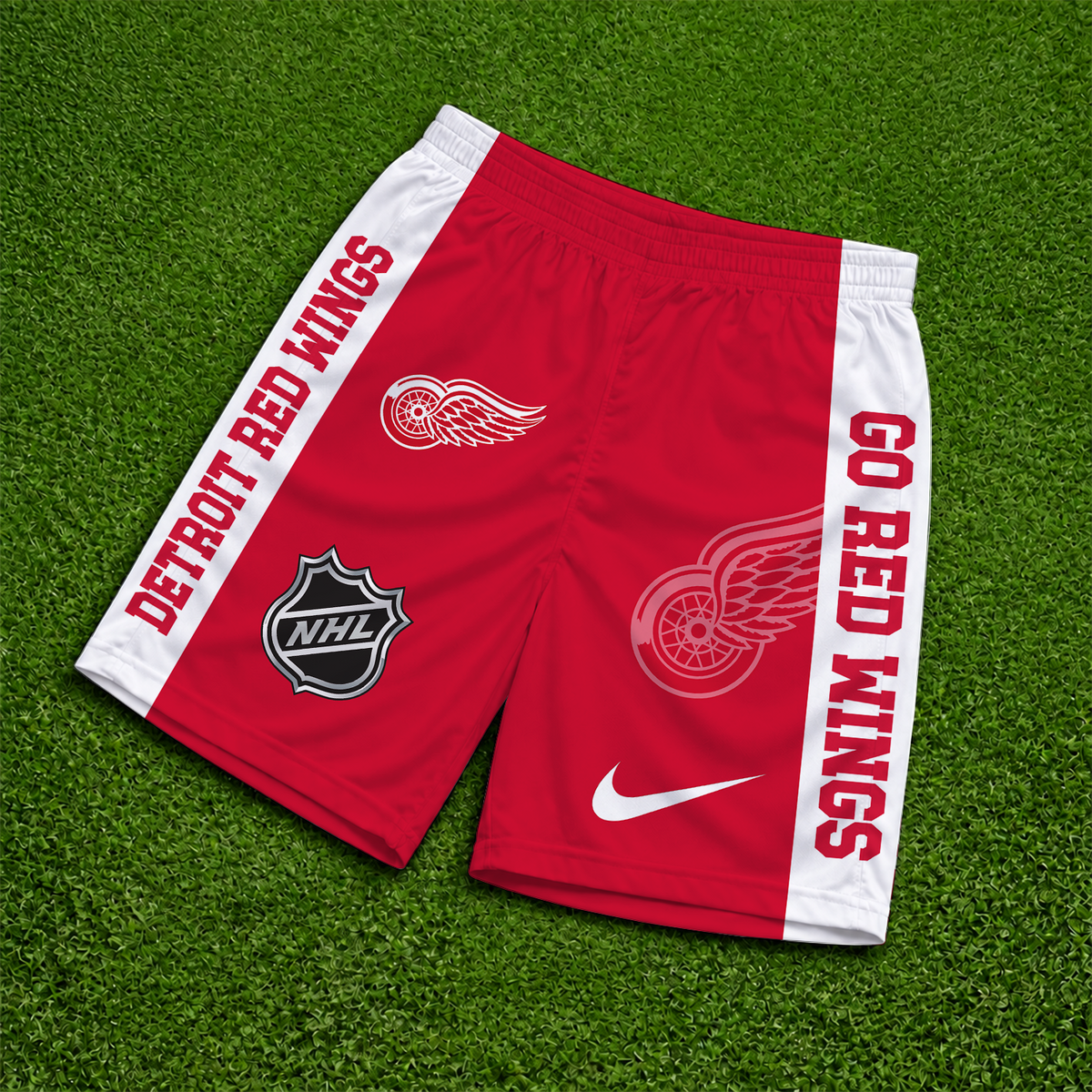[SUPER SALE] NEW CUSTOMIZED NHL22 DRW DETROIT RED WINGS SHORT PANTS