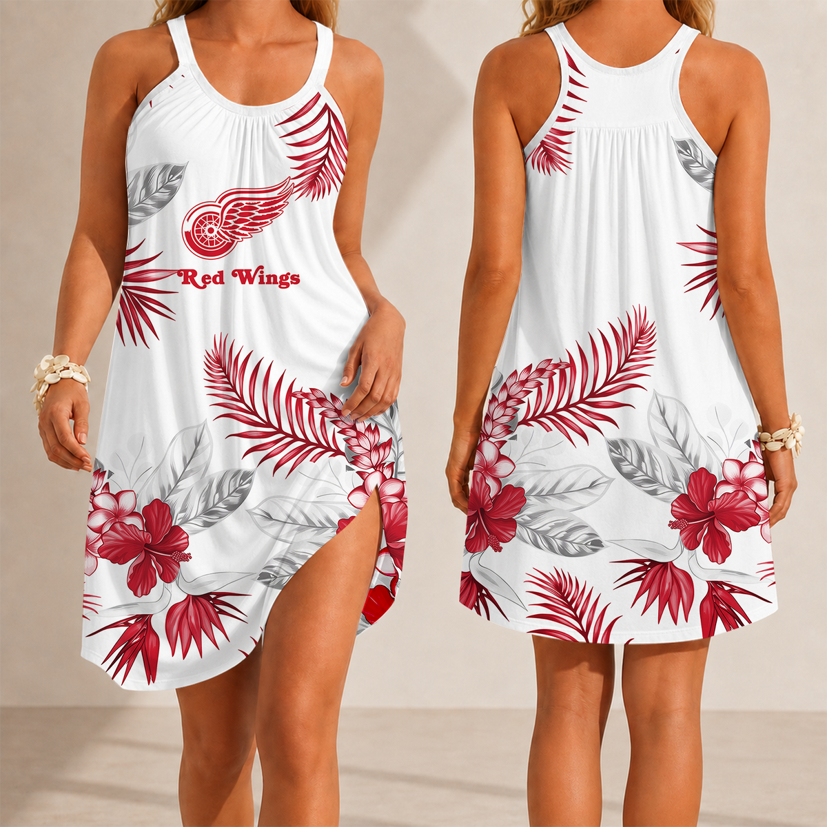 [SUPER SALE] NEW CUSTOMIZED NHL22 DRW DETROIT RED WINGS CAMISOLE DRESS