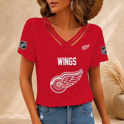 [SUPER SALE] NEW CUSTOMIZED NHL22 DRW DETROIT RED WINGS V-NECK SHIRT
