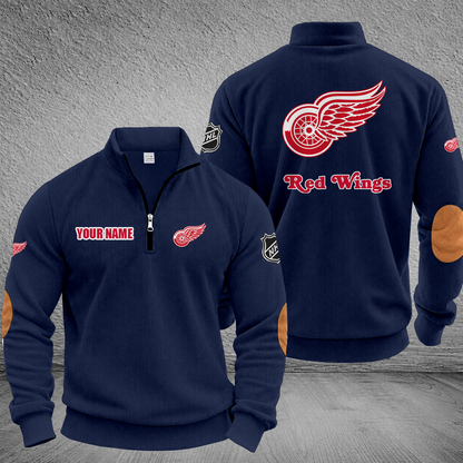 [SUPER SALE] NEW CUSTOMIZED NHL22 DRW DETROIT RED WINGS MULTICOLOR STRIPED QUATER ZIP SWEATSHIRT