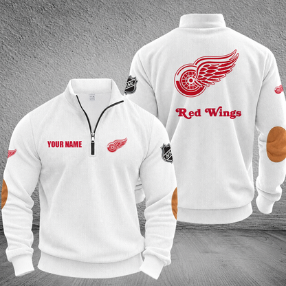 [SUPER SALE] NEW CUSTOMIZED NHL22 DRW DETROIT RED WINGS MULTICOLOR STRIPED QUATER ZIP SWEATSHIRT