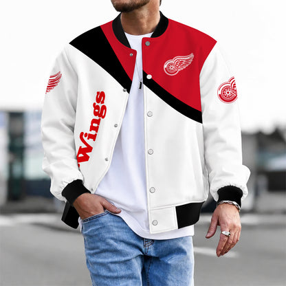 [SUPER SALE] NEW CUSTOMIZED NHL22 DRW DETROIT RED WINGS SATIN VARSITY JACKET & BASEBALL JACKET