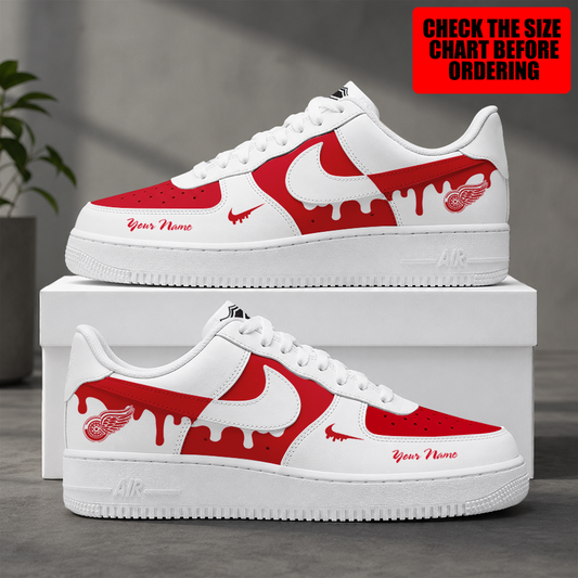 [SUPER SALE] NEW CUSTOMIZED NHL22 DRW DETROIT RED WINGS AF1 SHOES