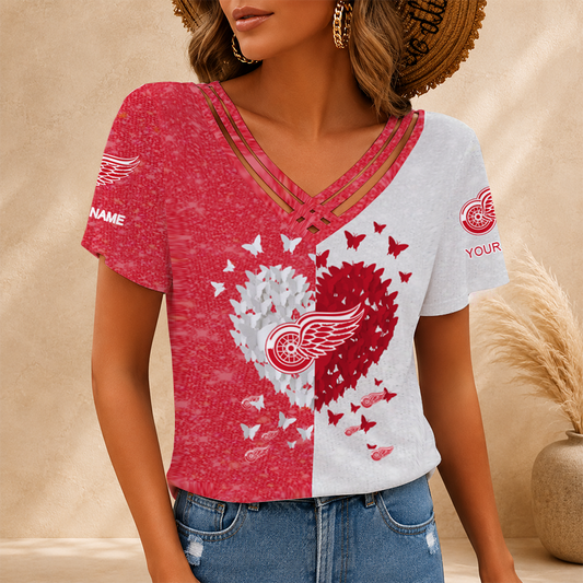 [SUPER SALE] NEW CUSTOMIZED NHL22 DRW DETROIT RED WINGS V-NECK SHIRT