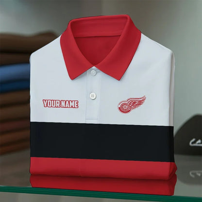 [SUPER SALE] NEW CUSTOMIZED NHL22 DRW DETROIT RED WINGS POLO SHIRT