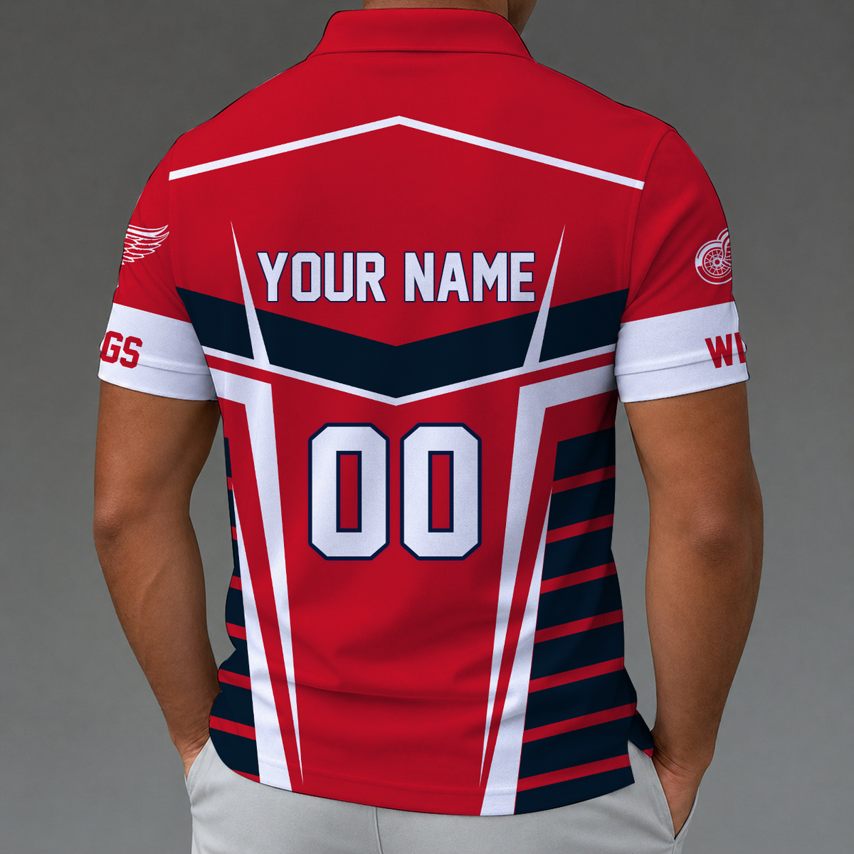 [SUPER SALE] NEW CUSTOMIZED NHL22 DRW DETROIT KHAKI WINGS POLO SHIRT