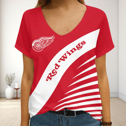 [SUPER SALE] NEW CUSTOMIZED NHL22 DRW DETROIT RED WINGS V-NECK FEMALE SHIRT
