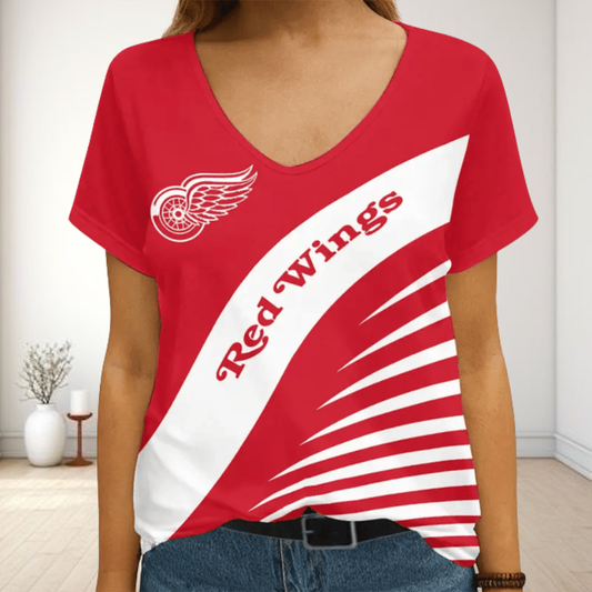 [SUPER SALE] NEW CUSTOMIZED NHL22 DRW DETROIT RED WINGS V-NECK FEMALE SHIRT