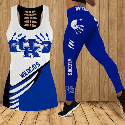[FAN FAVORITE] NEW CUSTOMIZED NCAA MAM22 KEW KENTUCKY WILDCATS STRAPPY HOLLOW TANK TOP & LEGGINGS SET
