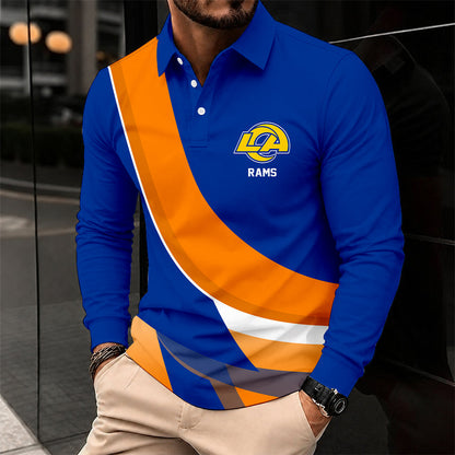 [SPECIAL OFFER] NEW CUSTOMIZED NFL22 LAR LOS ANGELES RAMS LONG SLEEVE POLO SHIRT