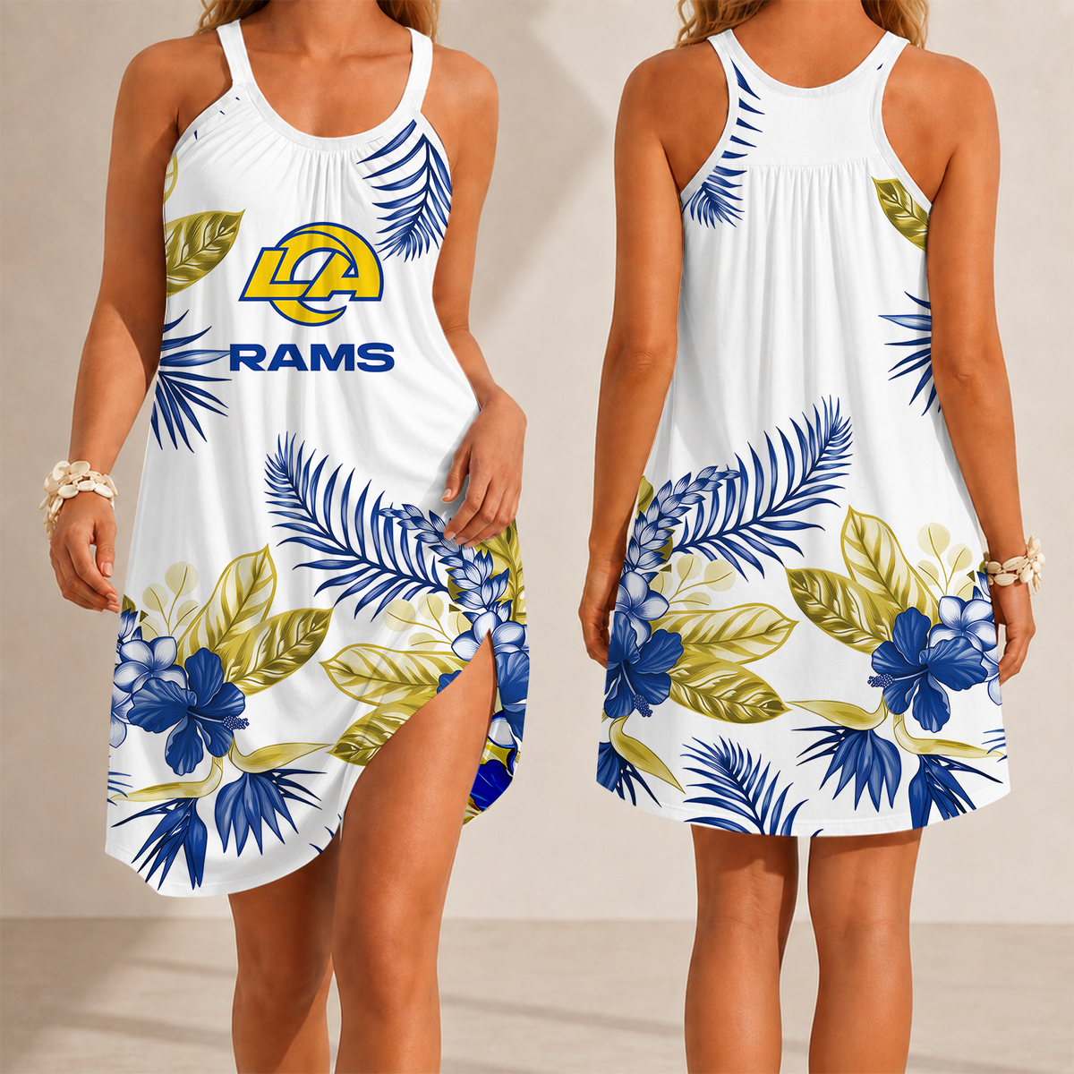 [SPECIAL OFFER] NEW CUSTOMIZED NFL22 LAR LOS ANGELES RAMS CAMISOLE DRESS