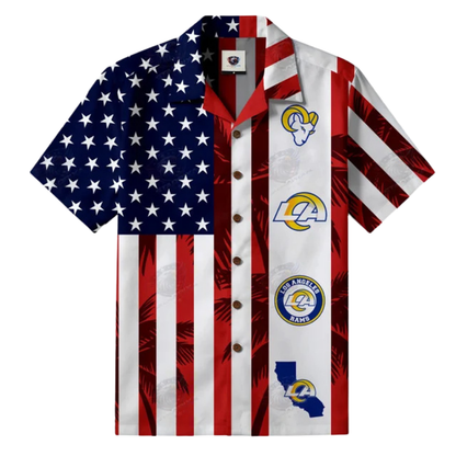 LIMITED EDITION - NEW CUSTOMIZED NFL22 LAR LOS ANGELES RAMS PATRIOTIC 250 USA HAWAIIAN SHIRT