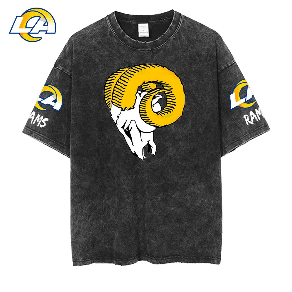 [SPECIAL OFFER] NEW CUSTOMIZED NFL22 LAR LOS ANGELES RAMS FUNNY MULTICOLOR WASHED TEE