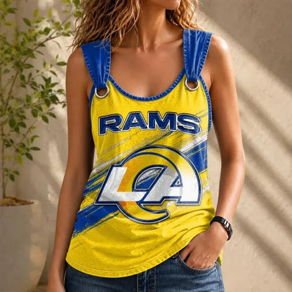[SPECIAL OFFER] NEW CUSTOMIZED NFL22 LAR LOS ANGELES RAMS O-RING SHOULDER TANK TOP