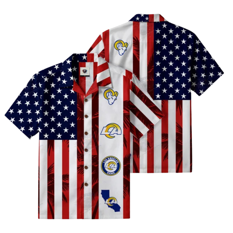 LIMITED EDITION - NEW CUSTOMIZED NFL22 LAR LOS ANGELES RAMS PATRIOTIC 250 USA HAWAIIAN SHIRT