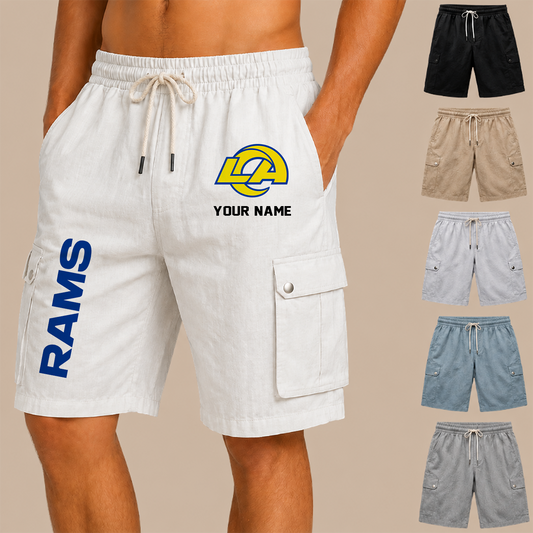 [SPECIAL OFFER] NEW CUSTOMIZED NFL22 LAR LOS ANGELES RAMS MEN'S DRAWSTRING CARGO SHORTS