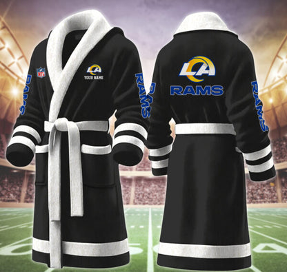 [SPECIAL OFFER] NEW CUSTOMIZED NFL22 LAR LOS ANGELES RAMS MULTICOLOR FLEECE BATHROBE
