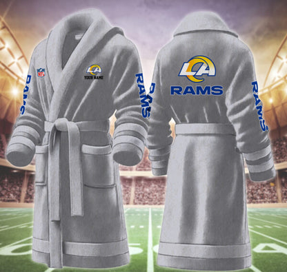 [SPECIAL OFFER] NEW CUSTOMIZED NFL22 LAR LOS ANGELES RAMS MULTICOLOR FLEECE BATHROBE