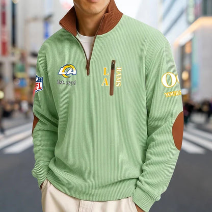 [SPECIAL OFFER] NEW CUSTOMIZED NFL22 LAR LOS ANGELES RAMS MULTICOLOR STRIPED QUATER ZIP SWEATSHIRT