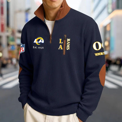 [SPECIAL OFFER] NEW CUSTOMIZED NFL22 LAR LOS ANGELES RAMS MULTICOLOR STRIPED QUATER ZIP SWEATSHIRT