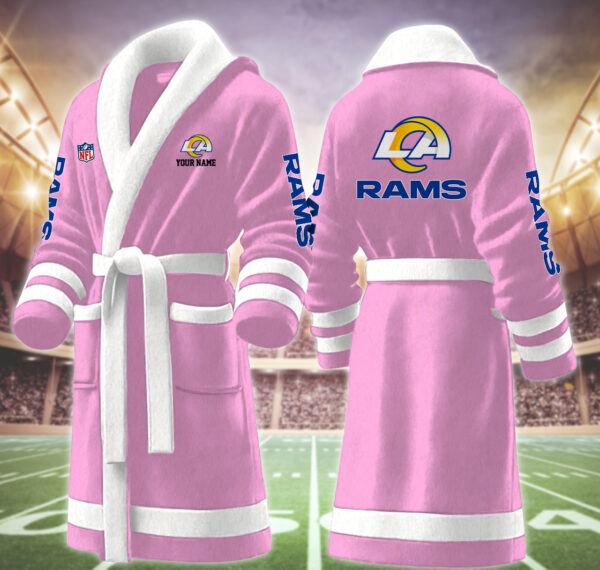[SPECIAL OFFER] NEW CUSTOMIZED NFL22 LAR LOS ANGELES RAMS MULTICOLOR FLEECE BATHROBE