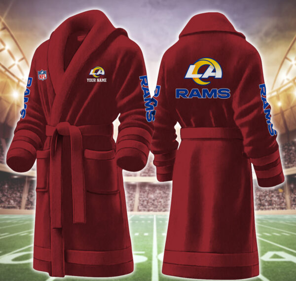 [SPECIAL OFFER] NEW CUSTOMIZED NFL22 LAR LOS ANGELES RAMS MULTICOLOR FLEECE BATHROBE