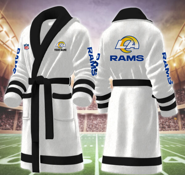 [SPECIAL OFFER] NEW CUSTOMIZED NFL22 LAR LOS ANGELES RAMS MULTICOLOR FLEECE BATHROBE