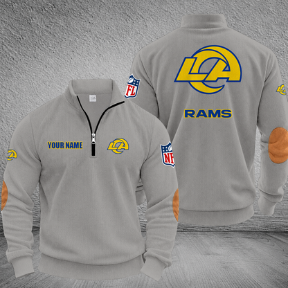 [SPECIAL OFFER] NEW CUSTOMIZED NFL22 LAR LOS ANGELES RAMS MULTICOLOR STRIPED QUATER ZIP SWEATSHIRT