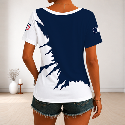 [FLASH SALE] NEW CUSTOMIZED MLB22 MTS MINNESOTA TWINS V-NECK FEMALE SHIRT