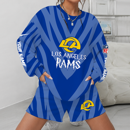 [SPECIAL OFFER] NEW CUSTOMIZED NFL22 LAR LOS ANGELES RAMS UNISEX SWEATSHIRT & SHORTS SET