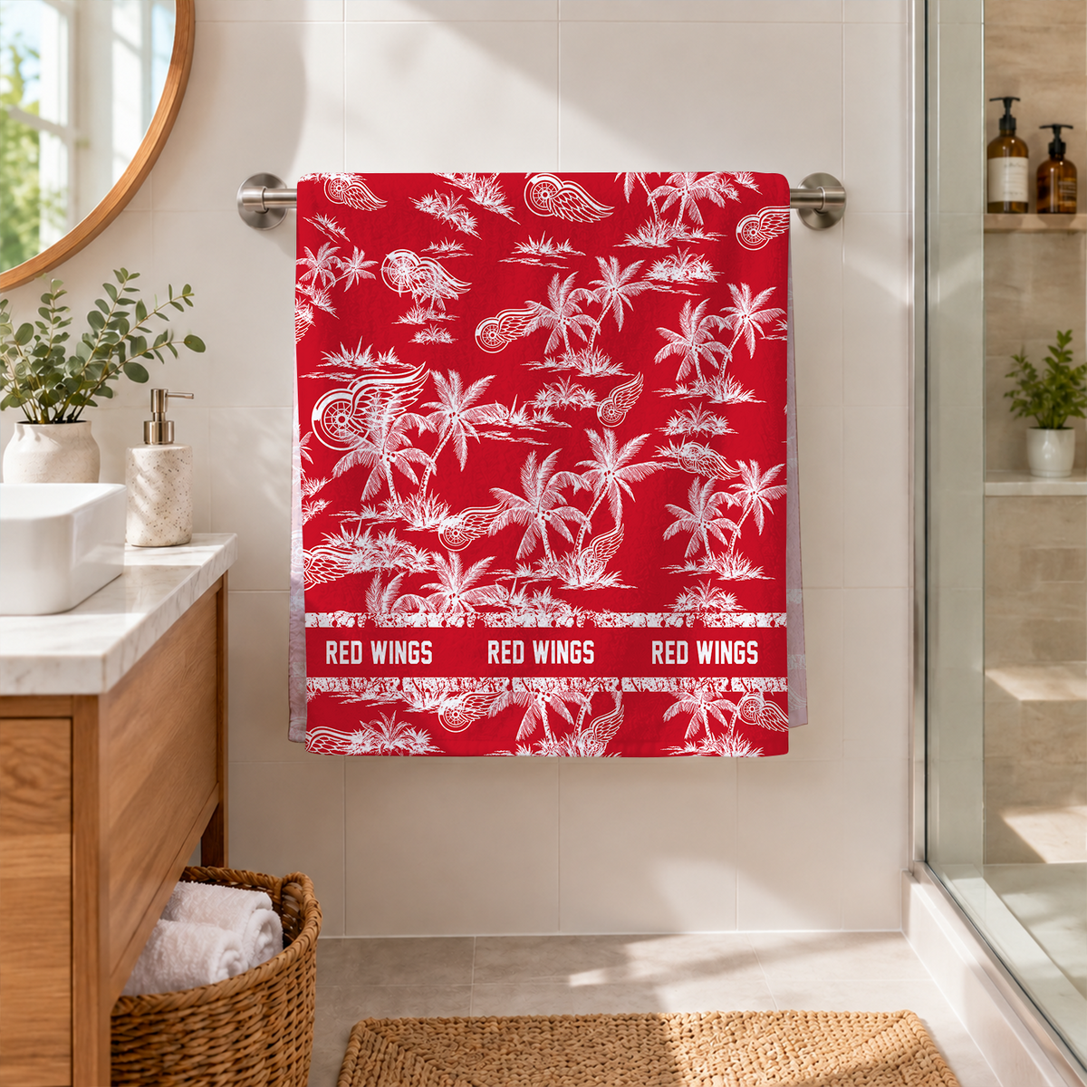 [SUPER SALE] NEW CUSTOMIZED NHL22 DRW DETROIT RED WINGS BEACH TOWEL
