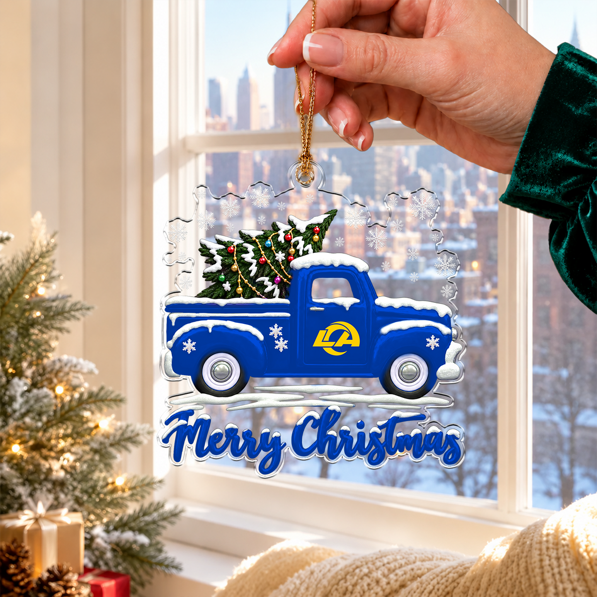 [SPECIAL OFFER] NEW CUSTOMIZED NFL22 LAR LOS ANGELES RAMS CHRISTMAS ACRYLIC ORNAMENT
