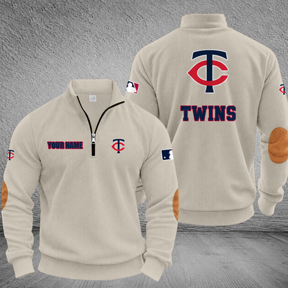 [FLASH SALE] NEW CUSTOMIZED MLB22 MTS MINNESOTA TWINS MULTICOLOR STRIPED QUATER ZIP SWEATSHIRT