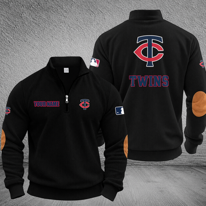 [FLASH SALE] NEW CUSTOMIZED MLB22 MTS MINNESOTA TWINS MULTICOLOR STRIPED QUATER ZIP SWEATSHIRT