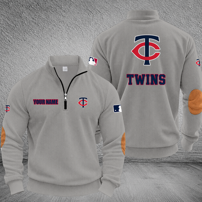 [FLASH SALE] NEW CUSTOMIZED MLB22 MTS MINNESOTA TWINS MULTICOLOR STRIPED QUATER ZIP SWEATSHIRT